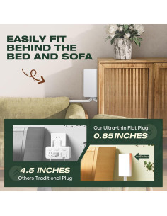 Cable de Extensión Plano Saker Doble 5 pies 6 Salidas 1625W 2