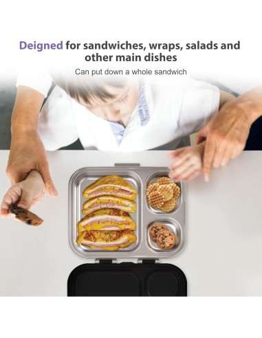 Caja Bento de Acero Inoxidable Howeemo 3 Compartimentos Negra