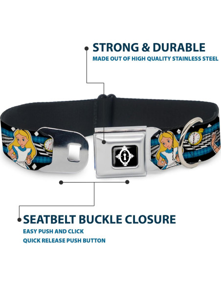 Collar de Perro Buckle-Down Disney 23-38 cm Negro y Blanco