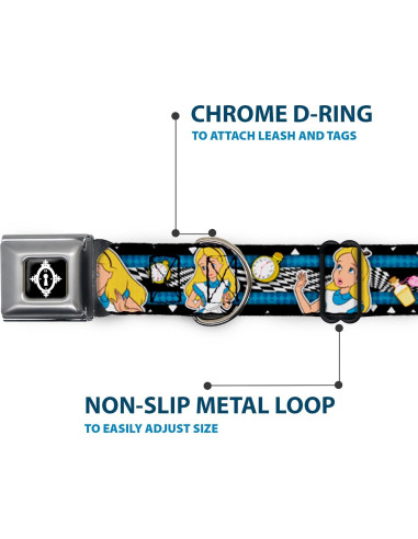 Collar de Perro Buckle-Down Disney 23-38 cm Negro y Blanco