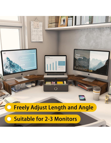 Soporte Elevador para 2-3 Monitores WESTREE Ajustable con Cajón