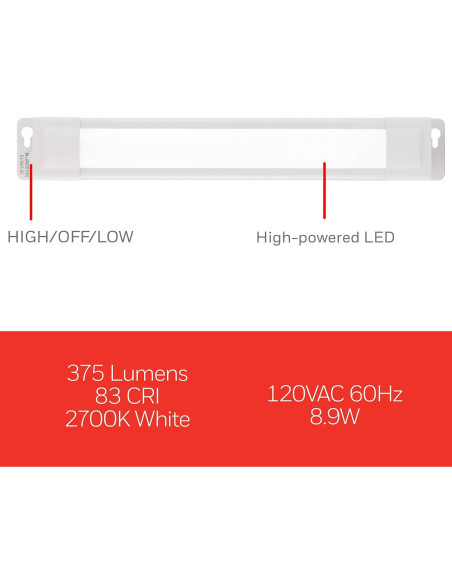Luz LED Bajo Gabinete UltraPro 30.48 cm Enchufable 375 Lúmenes