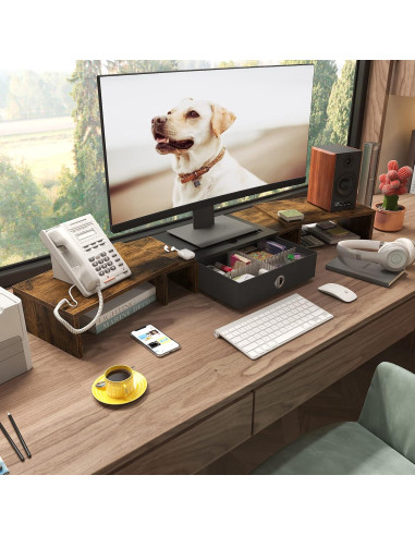 Soporte Elevador para 2-3 Monitores WESTREE Ajustable con Cajón