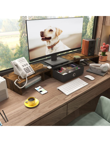 Soporte Elevador para 2-3 Monitores WESTREE Ajustable con Cajón