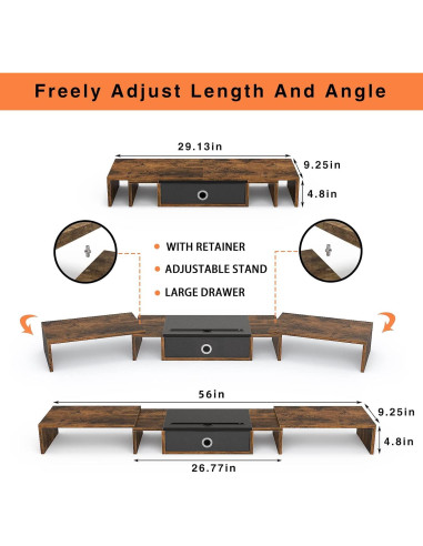 Soporte Elevador para 2-3 Monitores WESTREE Ajustable con Cajón
