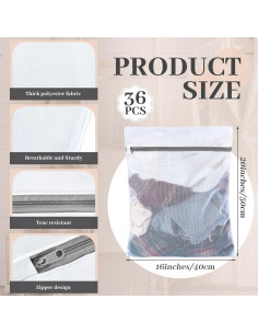 36 Bolsas de Lavandería Nuenen Malla Fina 40x50 cm Gris 2