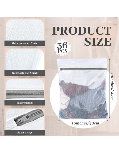 36 Bolsas de Lavandería Nuenen Malla Fina 40x50 cm Gris
