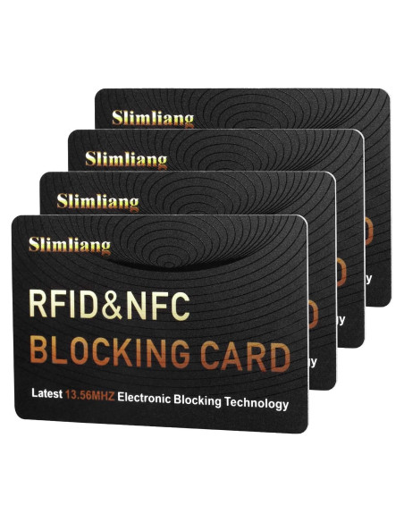 Paquete de 4 Tarjetas Antirrobo RFID Slimliang Oro