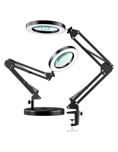 Lámpara de Aumento LED HITTI 12X con Lente de Vidrio 4.2"