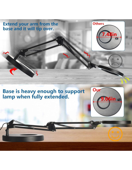 Lámpara de Aumento LED HITTI 12X con Lente de Vidrio 4.2"