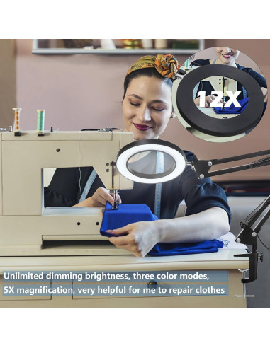 Lámpara de Aumento LED HITTI 12X con Lente de Vidrio 4.2"