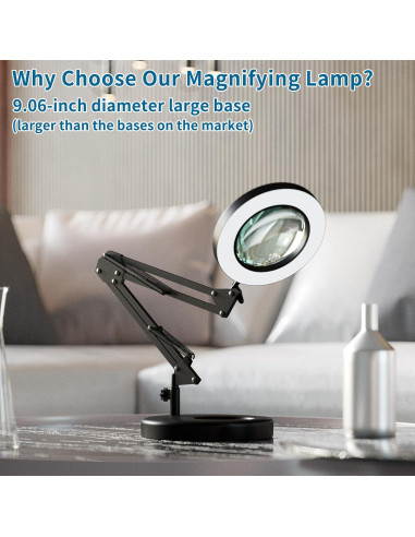 Lámpara de Aumento LED HITTI 12X con Lente de Vidrio 4.2"