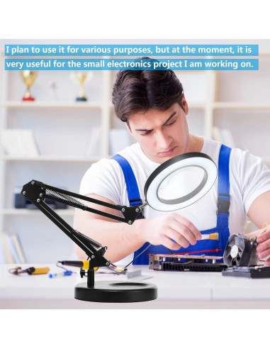 Lámpara de Aumento LED HITTI 12X con Lente de Vidrio 4.2"