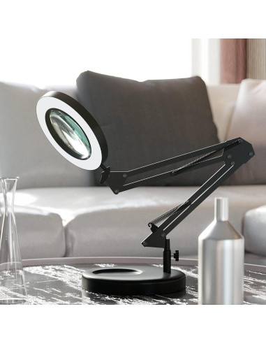 Lámpara de Aumento LED HITTI 12X con Lente de Vidrio 4.2"