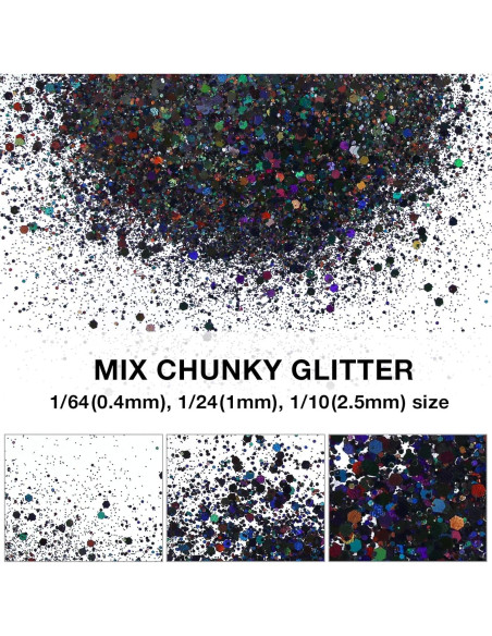 Glitter Holográfico Grueso TORC 113.4g Negro para Manualidades