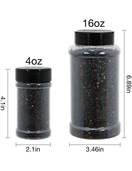 Glitter Holográfico Grueso TORC 113.4g Negro para Manualidades