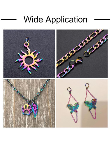 KISSITTY 100 Anillas de Salto Abiertas Arcoíris 3.5mm Acero Inoxidable