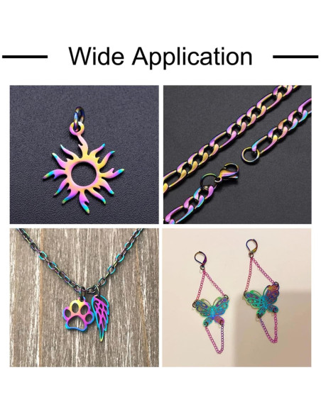 KISSITTY 100 Anillas de Salto Abiertas Arcoíris 3.5mm Acero Inoxidable