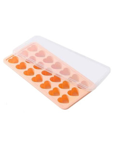 Bandeja de Hielo en Silicona Fuukou Corazón Naranja 21 Cubitos