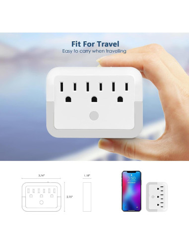 Adaptador de Enchufe con Luz Nocturna HGEU - 3 Salidas, Blanco