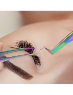 Juego de Pinzas para Extensiones de Pestañas Fangze 7 Pcs Acero Inoxidable 2