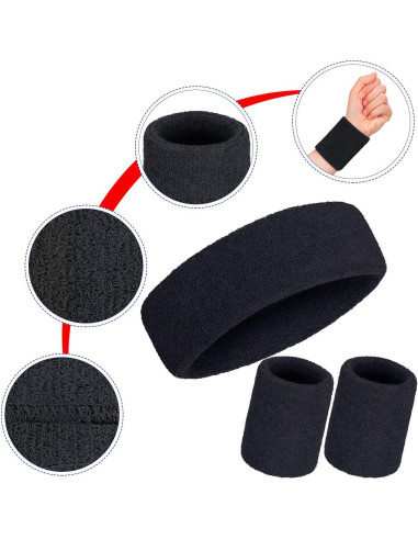 Conjunto de Bandas para Sudor Bememo 6 Pcs Neón - 2 Cintas y 4 Muñequera