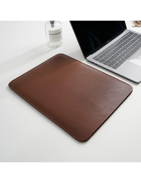 Funda de cuero sintético NTYY para laptop 13" marrón oscuro