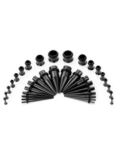 Kit de Estiramiento de Orejas 36 Piezas Acero Quirúrgico 14G-00G