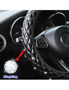 Cubierta de Volante de Coche HZEL Antideslizante 30 cm Negro 2