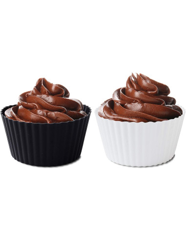 Forros de Silicona para Cupcakes Fox Run Set de 12 Negro Blanco