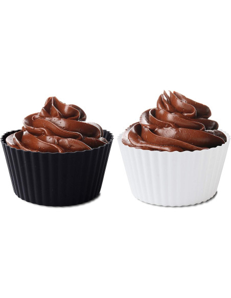 Forros de Silicona para Cupcakes Fox Run Set de 12 Negro Blanco