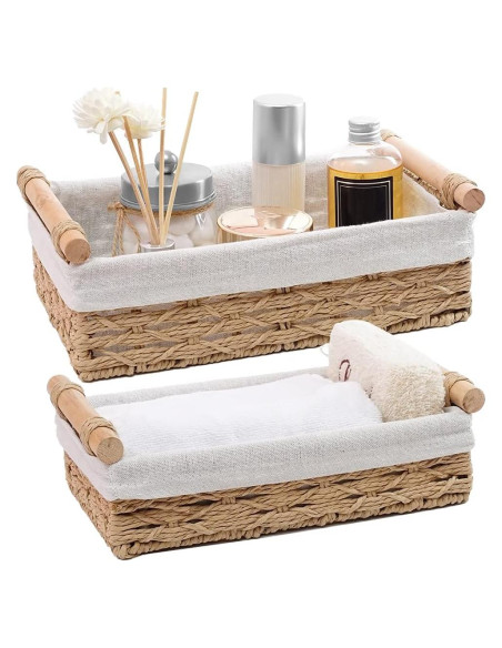 Cesta de Almacenamiento Redonda DUOER Beige Juego de 2