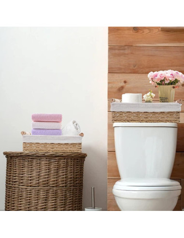 Cesta de Almacenamiento Redonda DUOER Beige Juego de 2