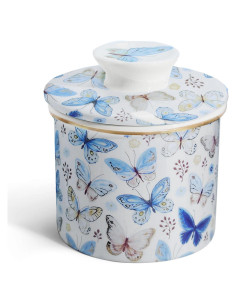 Plato de Mantequilla Cerámica LEAZUL Floral Mariposa 10.8 cm