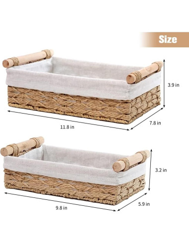 Cesta de Almacenamiento Redonda DUOER Beige Juego de 2