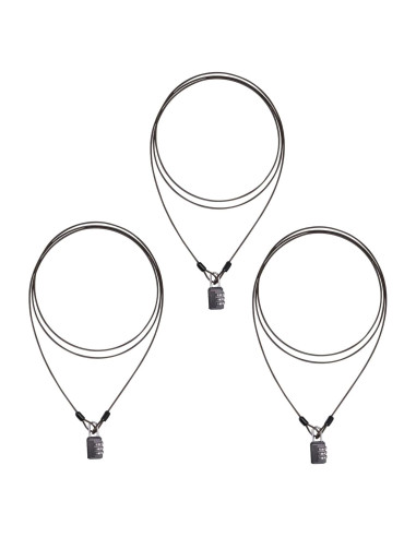 3 Cables de Seguridad 2.0m con Candado ZHMEINA Negro