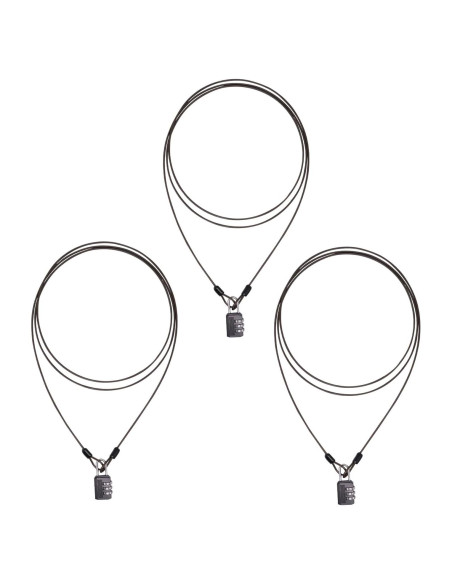 3 Cables de Seguridad 2.0m con Candado ZHMEINA Negro