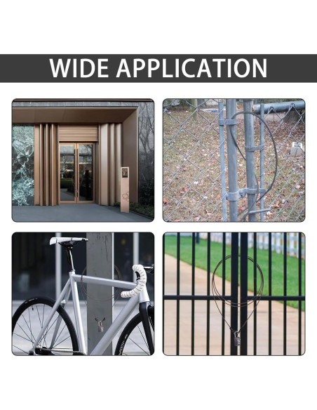 3 Cables de Seguridad 2.0m con Candado ZHMEINA Negro