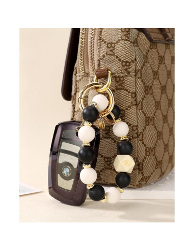 Pulsera de Llavero Elástica WEESMILE para Mujeres - Silicona y Madera