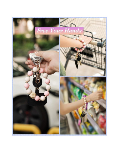 Pulsera de Llavero Elástica WEESMILE para Mujeres - Silicona y Madera