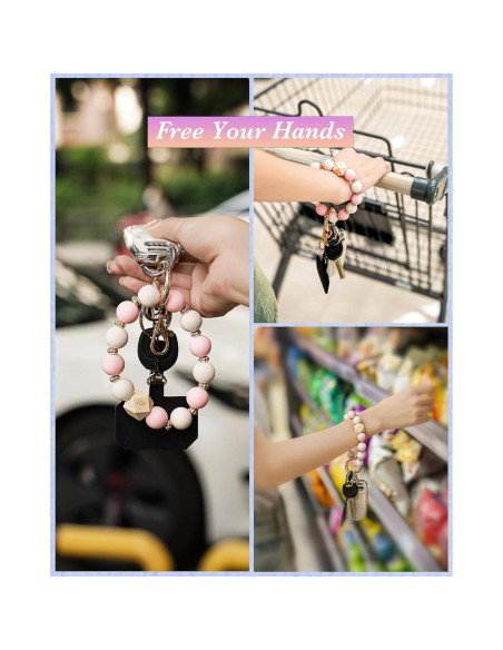 Pulsera de Llavero Elástica WEESMILE para Mujeres - Silicona y Madera