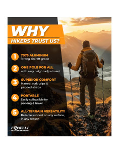 Bastones de Senderismo Foxelli Plegables de Aluminio 2 Pzas 2