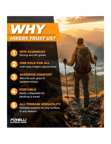 Bastones de Senderismo Foxelli Plegables de Aluminio 2 Pzas