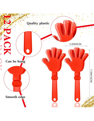 40 Accesorios de Animación Rojos - Palmas, Pompones y Bastones