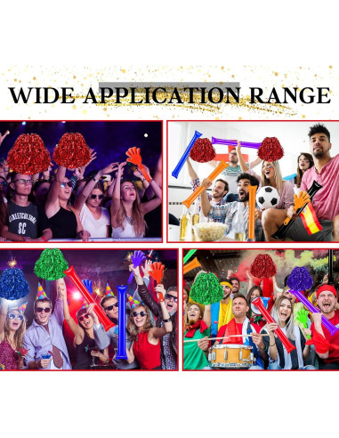 40 Accesorios de Animación Rojos - Palmas, Pompones y Bastones