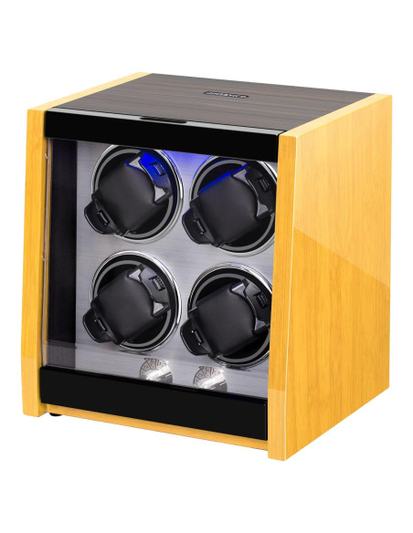 Winder de Reloj Automático JINS&VICO 4 Relojes Bambú LED Winder de Reloj Automático JINS&VICO 4 Relojes Bambú LED