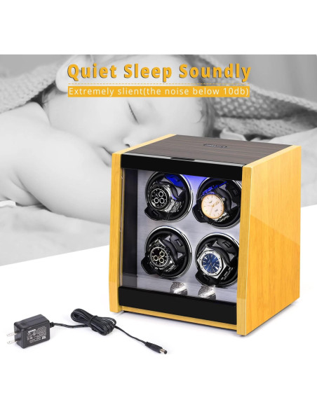 Winder de Reloj Automático JINS&VICO 4 Relojes Bambú LED Winder de Reloj Automático JINS&VICO 4 Relojes Bambú LED