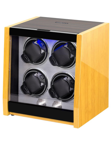 Winder de Reloj Automático JINS&VICO 4 Relojes Bambú LED