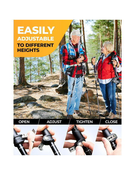 Bastones de Senderismo Foxelli Plegables de Aluminio 2 Pzas