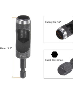 Punzón Hueco de Cuero HARFINGTON 12.7 mm con Mango Hexagonal 2